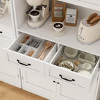 HOSTACK 71" Tall Kitchen Pantry Storage Cabinet, Wood Kitchen Hutch, White | Modern Pantry Cabinet with Microwave Stand, Hutch Cabinet with Countertop & Drawers, Storage Cabinet for Living Room