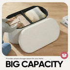 30 Inches Oval Ottoman with Storage, Boucle Sherpa Storage Ottoman Bench, Folding Foot Rest Chest for Bedroom Living Room