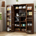 62.8" Tall Kitchen Pantry Cabinet with Shelves and Door Racks, Freestanding Food Cupboard Sideboard for Dining Room, Multifunctional Wooden Buffet Organizer (Walnut)