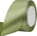 Olive Green Solid Satin Ribbon 2 Inch 25 Yards Solid Polyester Fabric Ribbon for Gift Wrapping Wedding Christmas Baby Shower Birthday Party Decoration Handmade Immortal Flower Craft