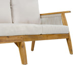 Christopher Knight Home Outdoor 3 Seater Patio Sofa with Acacia Wood Frame and Rope Weave Design, Cushioned Garden Couch with Removable Covers for Patio Deck Balcony, Teak and Beige