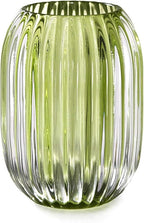 Serene Spaces Living Green Optical Glass Votive Holder, Perfect for Weddings and Home Décor, Measures 5" Tall and 3.5" Diameter, Set of 12