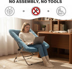 Tiita Comfy Saucer Chair, Soft Faux Fur Oversized Folding Accent Chair, Lazy Chair for Teens Adults, Metal Frame Moon Chair for Bedroom, Living Room, Dorm Rooms, X-Large, Blue