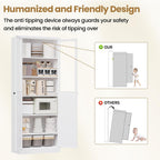 Kitchen Pantry Storage Cabinet, 72" H Storage Cabinet with Doors and Adjustable Shelves, Spacious Cupboard with 2 Handles, Metal Kitchen Cabinet for Dining Room, Living Room, White