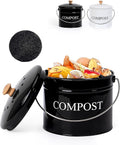 Compost Bin - 1 Gallon Countertop Composter with Lid and Charcoal Filters, Rust Proof Indoor Bucket for Kitchen Food Waste