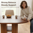 43.3''–59'' Extendable Round Dining Table for 4–8, Modern Wood Oval Kitchen Table with Storage Shelf, Space-Saving Expandable Circle Dinner Table for Dining Room or Living Room (Walnut)
