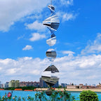 Hanging Wind Spinners,3D Spiral Highly Reflective Stainless Steel Metal Wind Spinner Outdoor Garden Decor,Decorations to Scare Away Yard Birds12in 2Pcs