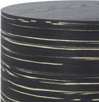 SAFAVIEH Home Collection - Bahan Round Pedestal End Table, Black Modern Stripe Accent Side Table, Fully Assembled (ACC2311A)