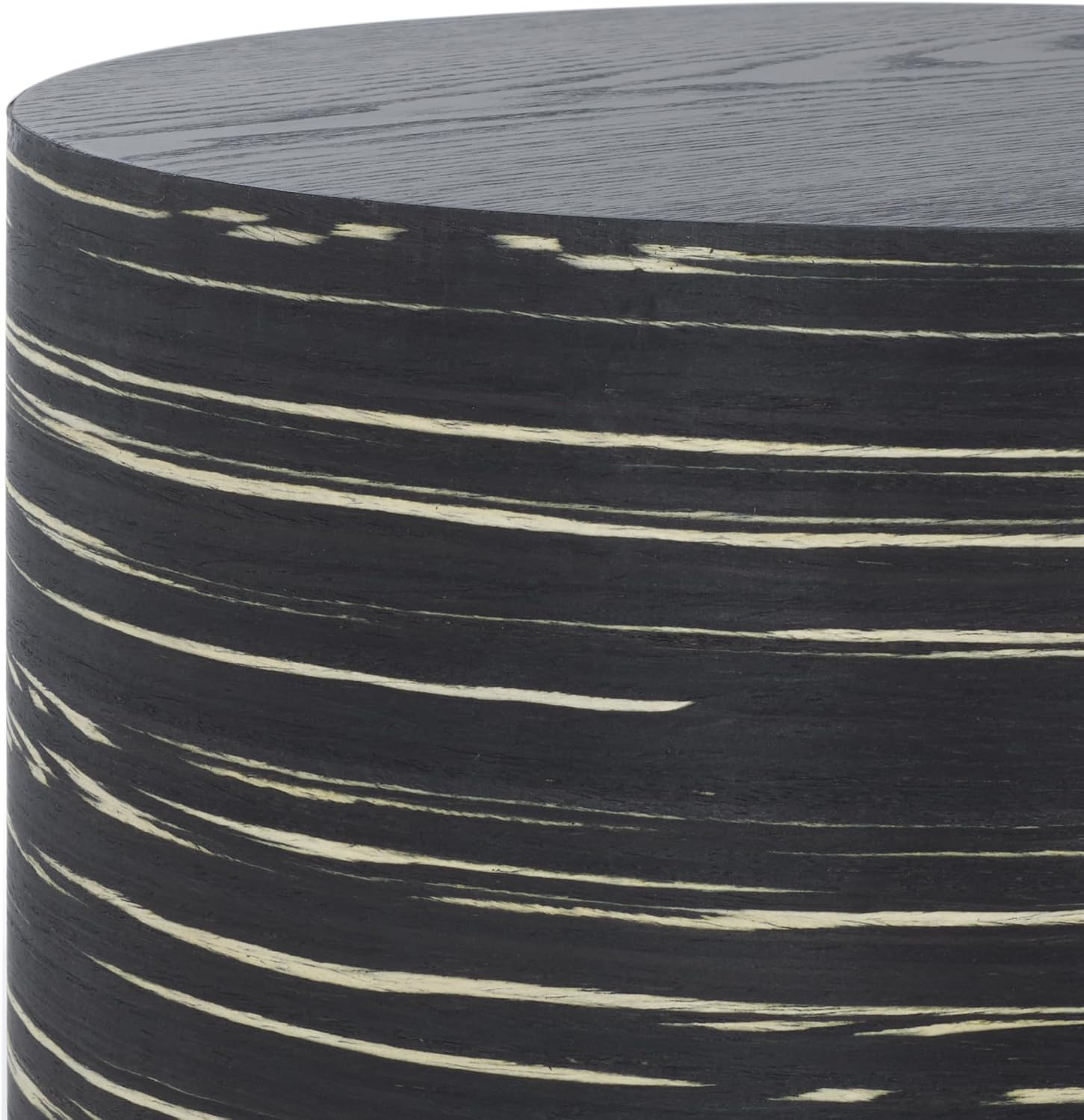 SAFAVIEH Home Collection - Bahan Round Pedestal End Table, Black Modern Stripe Accent Side Table, Fully Assembled (ACC2311A)