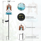 Solar Garden Lights Metal Flower Decor Colorful Solar Pathway Light with LED Cracked Crystal Ball Outdoor Decorative Stake for Patio Yard Lawn Garden Decor (Angel)