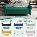 NIOIIKIT 63'' Storage Ottoman Bench Tufted Entryway Bench Dark Green Velvet | Button Tufted End of Bed, Large Storage Space, Rolled Armed Ottoman Couch Long Bench for Bedroom, Living Room, Hallway