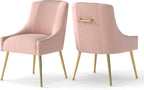 Modern Dining Chairs, Velvet Upholstered Dining Room Chairs with Gold Legs,Tufted Accent Chair Set of 2 for Reception Room Living Room Study Room(Pink)