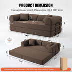 79" Convertible Futon Sofa Bed,6-in-1 Couches for Living Room | Corduroy Loveseat Sleeper Sofa, Modular Pull Out Couch with Pillows,Futon Sofa No Assembly, Brown