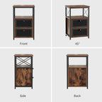 VECELO End Side Table, Modern Night Stand with Storage Space and Door, Set of 2 Nightstands for Living Room,Bedroom,Lounge, Brown