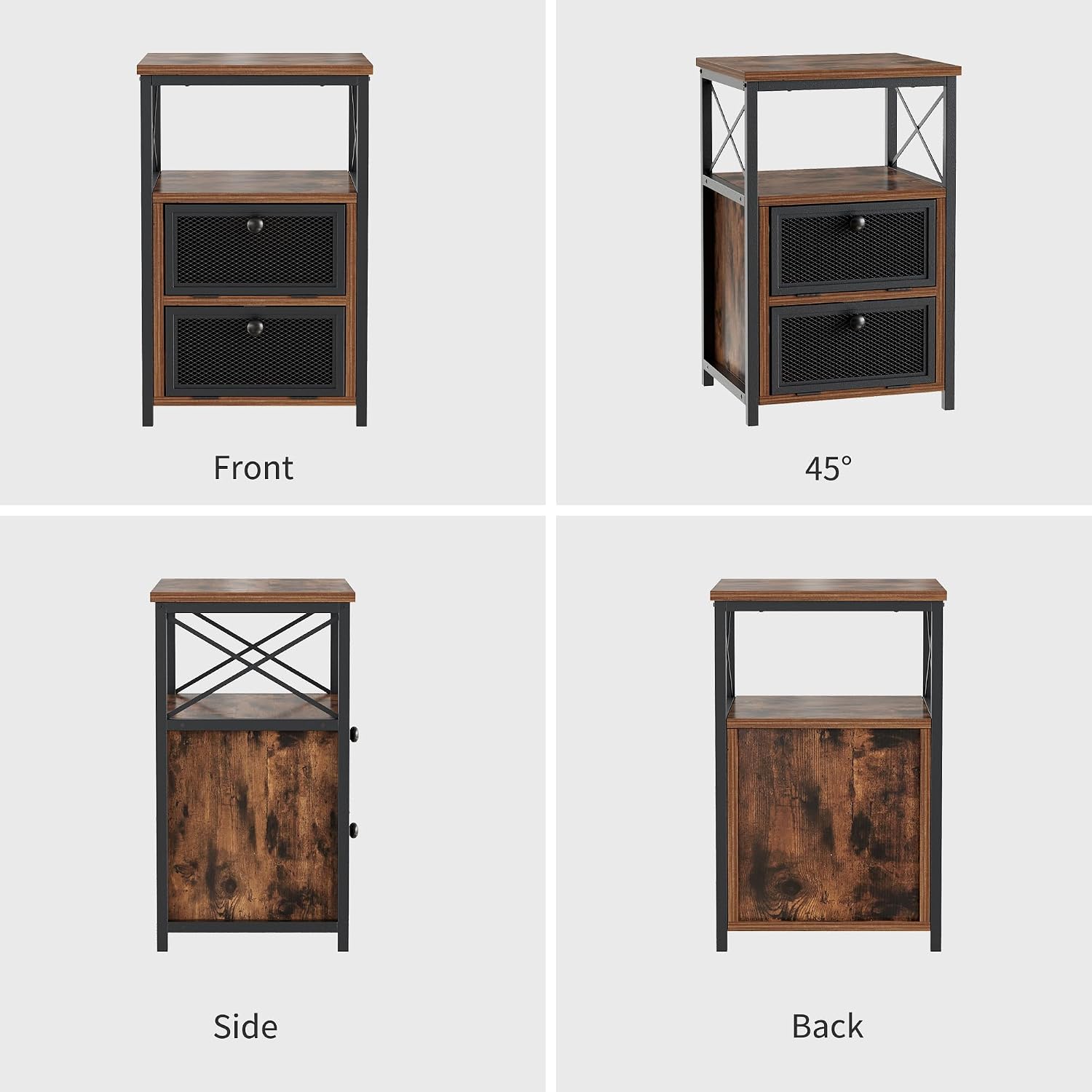 VECELO End Side Table, Modern Night Stand with Storage Space and Door, Set of 2 Nightstands for Living Room,Bedroom,Lounge, Brown