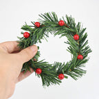 Lystaii 10pcs Christmas Candle Rings Red Artificial Berry Candle Rings with Grass Mini Christmas Wreath for Pillar Candle Christmas Holiday Table Decorations Rustic Wedding Table Centerpiece (Medium)