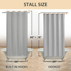 River Dream Stall Size No Hook Grey Fabric Shower Curtain or Liner Soft Microfiber - 54" x 78" Shower Stall Curtain Hotel Grade, Waterproof & Machine Washable, Gray, 54x80