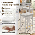 Tangkula 5-Piece Counter-Height Bar Table Set, Faux Marble Square Table & 4 PVC Leather Bar Stools w/Rubber Wood Legs, Modern Dining Set for Kitchen, Breakfast Nook & Small Spaces (White)