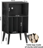 Lerliuo Record Player Stand, Black Turntable Stand Holds up to 160 Albums | Mid-Century Vinyl Storage Cabinet Table,Solid Wood Legs, Record Player Holder Dispaly Shelf for Bedroom Living Room