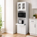 Kings Brand Furniture - Danbury Tall Kitchen Pantry, Microwave Storage Cabinet, White