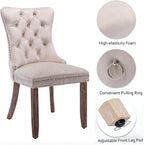 Bellemave Modern Upholstered Dining Chairs Set of 2, 2 Velvet Kitchen Dining Room Chairs with Nailhead Trim for for Living Room, Bedroom,(Beige, Wood Legs)
