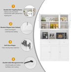 BOTLOG 72" Kitchen Pantry Cabinet, Kitchen Hutch with Microwave Stand, Buffet Cabinet with Hutch for Dining Room, White | 2 Drawers, Large Capacity, 47.2-inch wide Countertop, Kitchen Hutch utch for Dining Room (White)