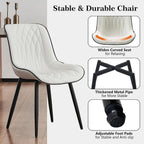 Rowill Dining Chairs Set of 2 Modern Faux Leather Kitchen Chairs with Thickened Metal Frame, Scratch-Resistant Upholstery,Widened Seat & Adjustable Anti-Slip Pads, Cushioned Backrest for Kitchen,White
