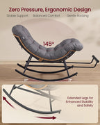 VASAGLE Papasan Chair, Outdoor Rocking Chair, Outdoor Furniture, Steel Frame, Extendable Footrest, Removable Cushion, Holds 300 lb, for Bedroom, Living Room, Patio, Garden, Gray ULYY062GZ01