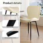 Upholstered Dining Chairs Set of 4 PU Leather Metal Legs Beige | Vertical channel tufting 19" seat height Ergonomic backrest Waterproof PU leather Sturdy metal frame