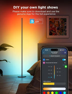 Govee RGBIC Floor Lamp Basic, LED Corner Lamp Works with Alexa, 1000 Lumen Smart Modern Floor Lamp with Music Sync and 16 Million DIY Colors, Color Changing Standing Lamp for Bedroom Living Room Black