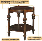 23" Round End Table, Mid Century Modern Side Table with Solid Wood Frame and Top, Small Night Stand for Living Room Office Apartment, Walnut