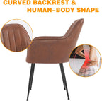 Set of 4 Dinning Chairs, Upholstered Accent Chairs with Black Finished Metal Plating Legs for Living Room Chairs, Brown
