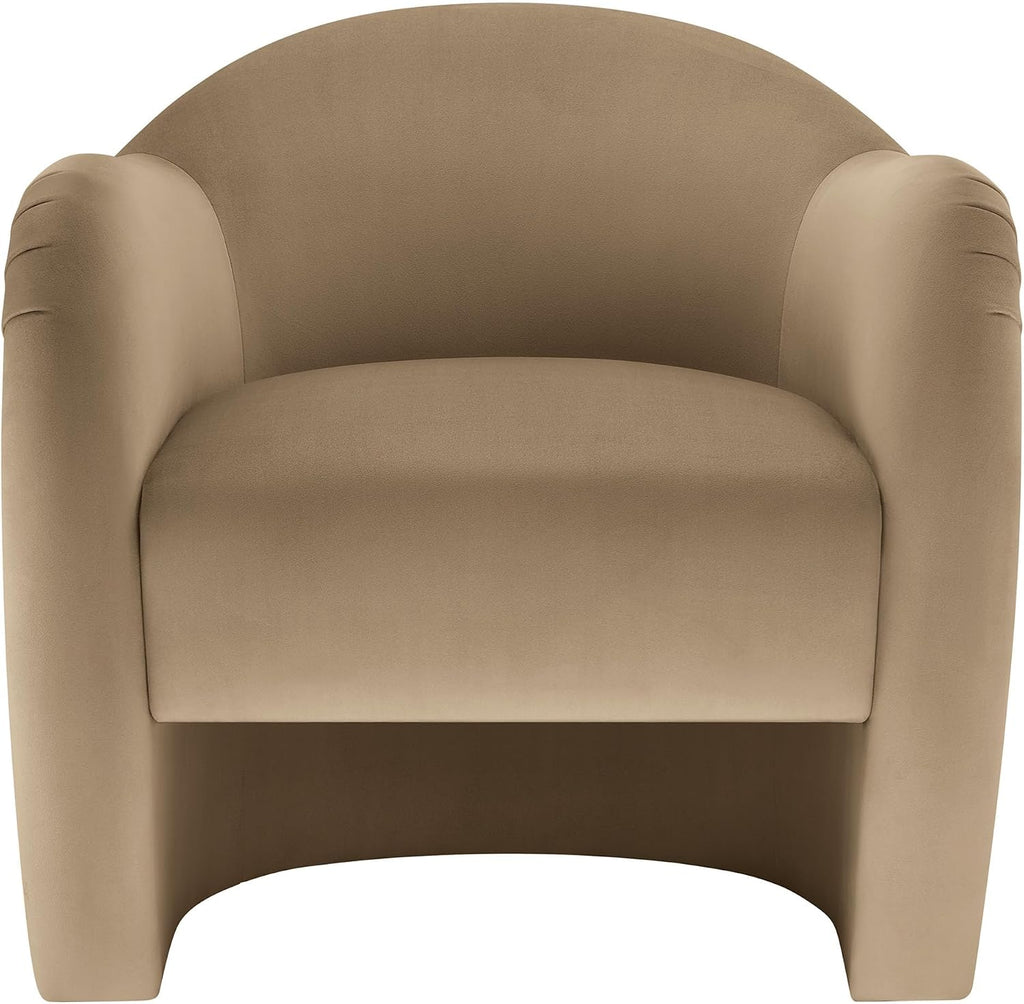 Modway Compose Barrel Chair with Performance Velvet Fabric in Taupe – Upholstered Accent Armchair with Curved Backrest – Cozy Lounge Chair for Reading – Round Comfy Single Sofa Club Chair