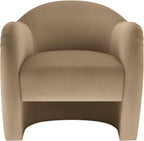 Modway Compose Barrel Chair with Performance Velvet Fabric in Taupe – Upholstered Accent Armchair with Curved Backrest – Cozy Lounge Chair for Reading – Round Comfy Single Sofa Club Chair