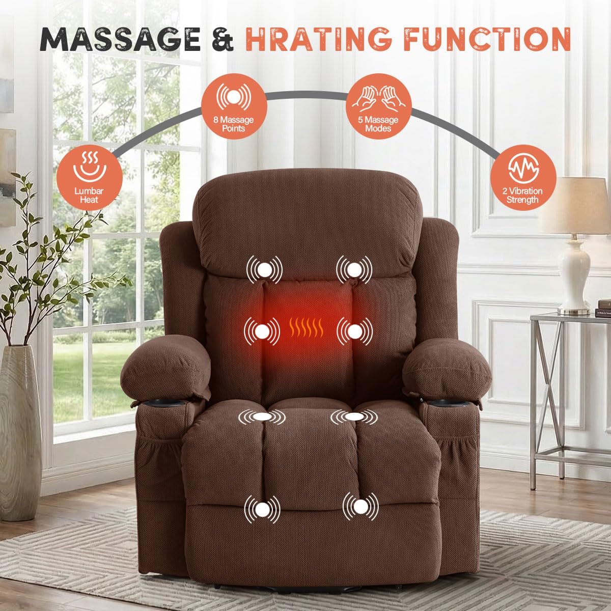 Power Lift Recliner Chair for Elderly with 8-Points Massage and Heat