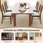 GOFLAME Dining Chairs Set of 4, Upholstered Kitchen Side Chairs with Rubber Wood Frame, Padded Seat, Cross Back, Farmhouse Armless Dinette Chairs for Dining Room, Living Room, Brown & White