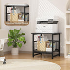 End Table, Industrial Side Table with 2-Tire Storage Shelf, 180LBS Mini Fridge Stand with Adjustable Feet, 18"x18" Wood Night Stand Small Bedside Table with Sturdy Metal Frame for Living Room Bedroom