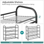 SONGMICS Stackable Shoe Rack, 4 Tier Metal Shoes Rack Storage Shelf, Holds up to 20 Pairs Shoes, Adjustable Slanted Shelves Shoe Tower Organizer for Closet Entryway Small Spaces, Black