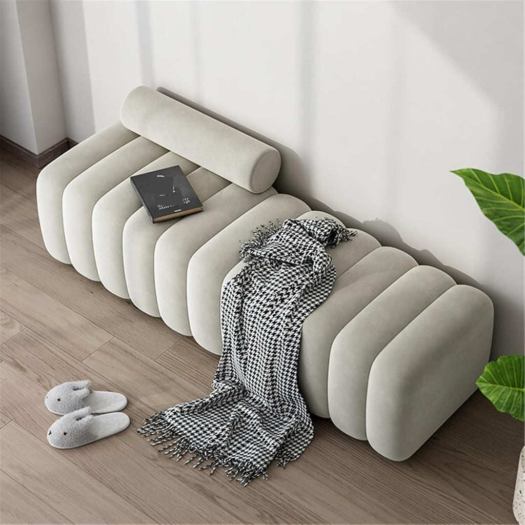 Modern Long Bench with Backrest for Changing Shoes Bedroom Bed end Walk-in Closet Rest Area Entryway(Medium)