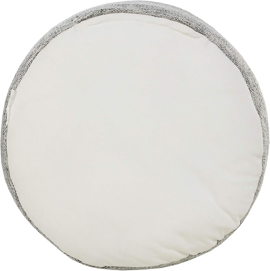 LR Home Ox Bay Farmhouse Triple Stripe Indoor Outdoor Pouf, Gray/White, 18" x 18" x 14"