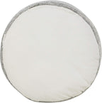 LR Home Ox Bay Farmhouse Triple Stripe Indoor Outdoor Pouf, Gray/White, 18" x 18" x 14"