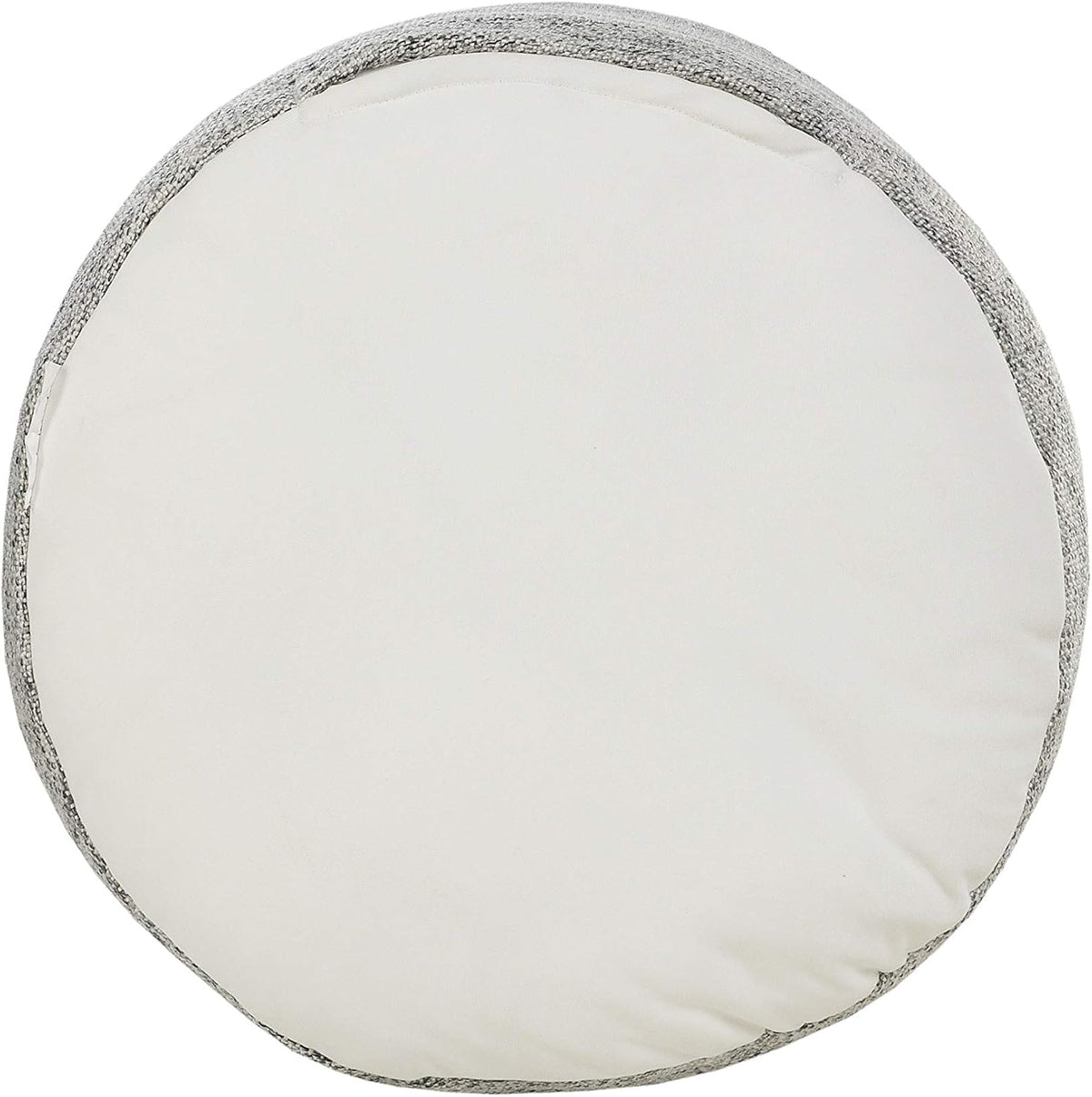 LR Home Ox Bay Farmhouse Triple Stripe Indoor Outdoor Pouf, Gray/White, 18" x 18" x 14"