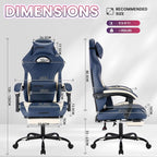 Gaming Chair with Footrest and Massage Lumbar Support, Ergonomic Computer Gamer Chair, Office Video Game Chairs (Blue)