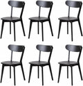 Dining Chairs, Kitchen Chairs, 100% Oak Solid Wood Modern Chair with Curved Backrest Kitchen & Dining Room Chairs Modern Chair for Living Room, Dining Room (6, Black)