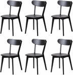 Dining Chairs, Kitchen Chairs, 100% Oak Solid Wood Modern Chair with Curved Backrest Kitchen & Dining Room Chairs Modern Chair for Living Room, Dining Room (6, Black)