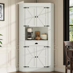 74"Corner Cabinet with Charging Station,Kitchen Pantry Storage Cabinet with Drawer,Freestanding Kitchen Pantry Cabinets with Doors and Shelves,Farmhouse Food Hutch for Dining Room,Living Room(White)