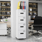 Garvee 4-Drawer White Metal File Cabinet with Individual Locks, Heavy-Duty Steel Vertical Filing Cabinet for A4, Letter & Legal Size Documents, Locking Storage Cabinet for Home Office & School