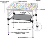 Yriuat Folding Camping Table 2ft Portable Picnic Table, Blooming Floral | Adjustable Height, Carry Handle, Aluminum Foldable Lightweight Small Card Table for Outdoor, Indoor, Hiking, Camp, BBQ, Beach
