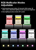 Turosur White Nightstand with Charging Station and LED Lights, Modern Beside End Table with USB and Type-C Port for Bedroom Gaming Room