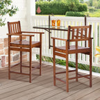 VINGLI Outdoor Bar Stools, Solid Wood Bar Stools Set of 2 Counter Height Bar Chairs for Outdoor Patio Garden Lawn